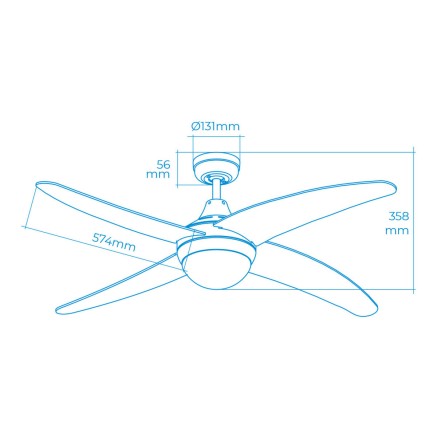 Ventilatore da Soffitto con Luce EDM 33807 Caspio Argentato 60 W 2