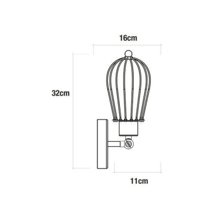 Wandleuchte EDM 32105 Schwarz 60 W Vintage 220-240 V 11 x 16 x 32 cm 2