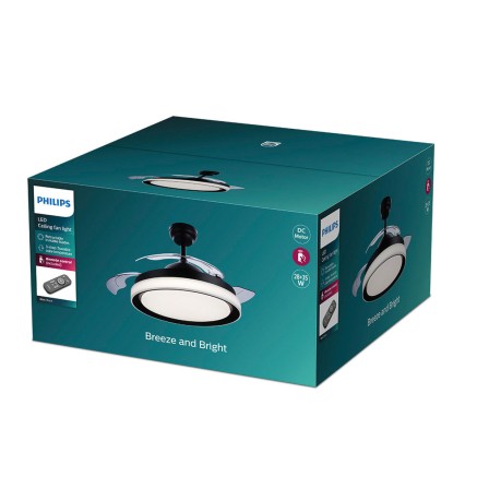 Ventilateur de Plafond avec Lumière Philips Atlas Noir 35 W 28 W 4500 2