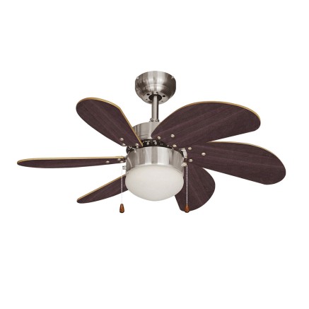 Plafondventilator met licht EDM 33984 Aral Wengue Nikkel 50 W
