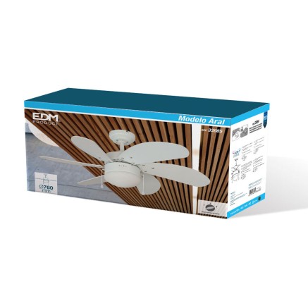 Ventilateur de Plafond avec Lumière EDM 33985 Aral Blanc 50 W 2