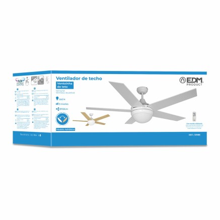 Ventilateur de Plafond avec Lumière EDM 33988 Adriatico Blanc 60 W 2