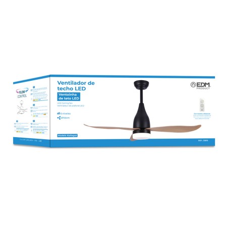 Ventilateur de Plafond avec Lumière EDM 33815 Kattegat Noir 15 W 18 W