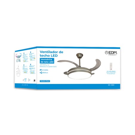 Ventilateur de Plafond avec Lumière EDM 33832 Ross Argenté 36 W 4100