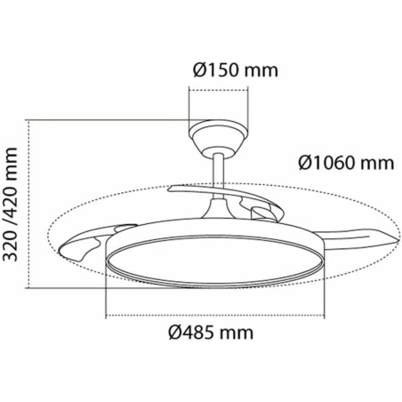 Ceiling Fan CristalRecord Black (3000 K) (4000 K)