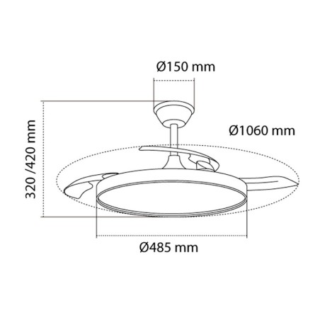 Ceiling Fan CristalRecord Black (3000 K) (4000 K)