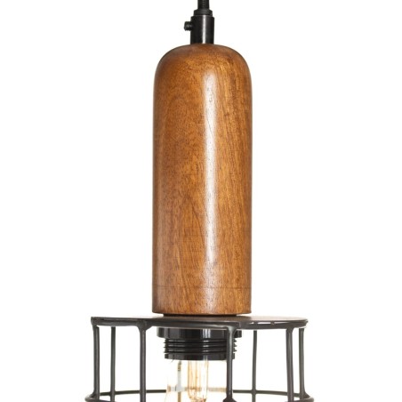 Lámpara de Techo 12 x 12 x 27 cm Natural Dorado Madera Hierro 220 V M