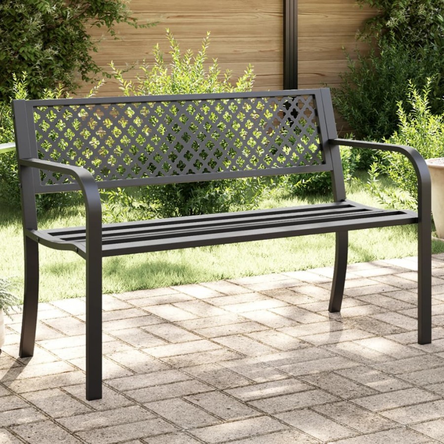 Banc de jardin 119 cm noir acier