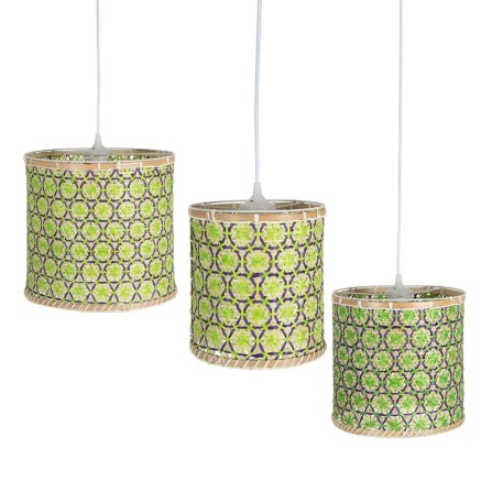 Ceiling Light 32 x 32 x 29 cm Natural Green Bamboo 220 V 40 W (3 Units