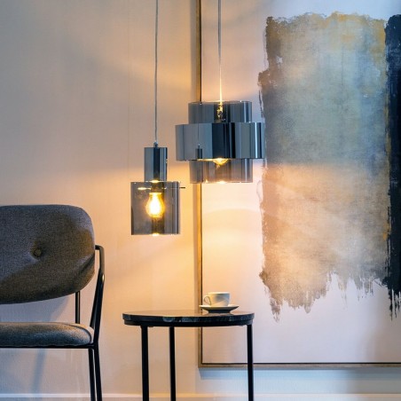 Lampadario 28 x 28 x 120 cm Cristallo Metallo Argento Ø 28 cm