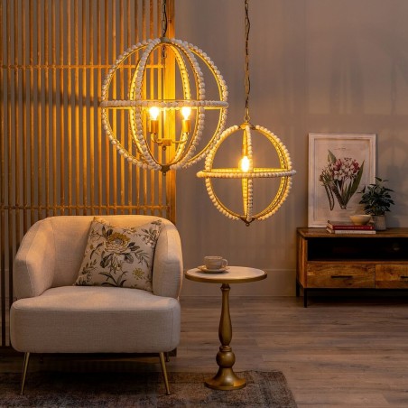Ceiling Light 54 x 54 x 54 cm Metal Wood White 220 V 240 V