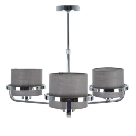 Lampadario Grigio Argentato Lino Metallo Ferro 220-240 V 52 x 50 x 44,