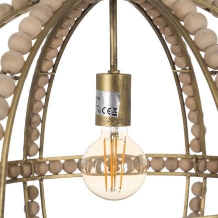 Lampadario Naturale Metallo legno di rovere 220-240 V 54 x 54 x 54 cm 2