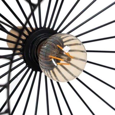 Plafondlamp Zwart Natuurlijk Hout Ijzer 220-240 V 35 x 35 cm