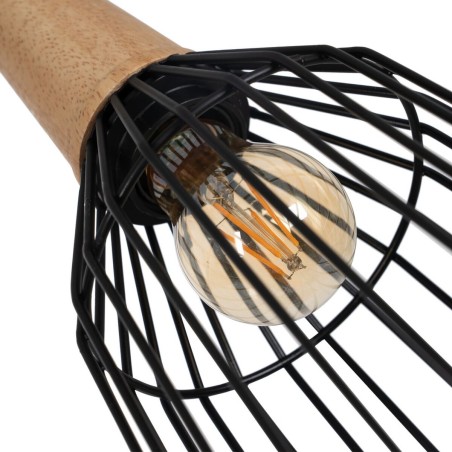 Suspension Noir Naturel Bois Fer 220-240 V 20 x 19,5 cm