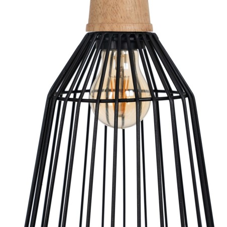 Suspension Noir Naturel Bois Fer 220-240 V 20 x 19,5 cm