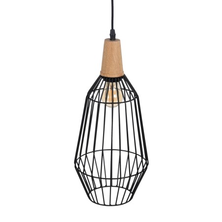 Suspension Noir Naturel Bois Fer 220-240 V 20 x 19,5 cm