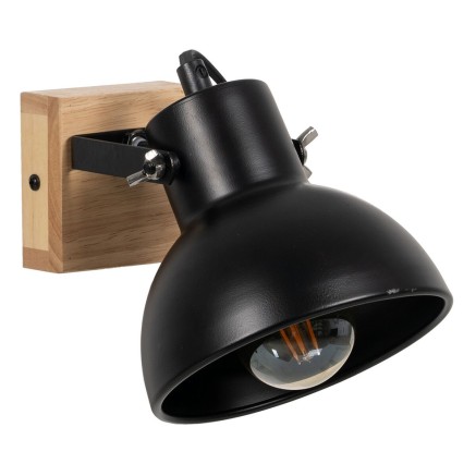Wandlamp Zwart Beige Hout Ijzer 220-240 V 21 x 14 x 17 cm