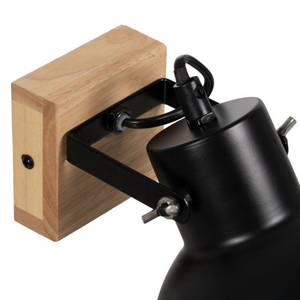 Wall Light Black Beige Wood Iron 220-240 V 21 x 14 x 17 cm 2