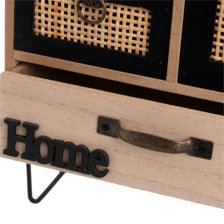 Boîte à bijoux HEARTS Blanc Noir Naturel Bois Canne Plastique Bois M