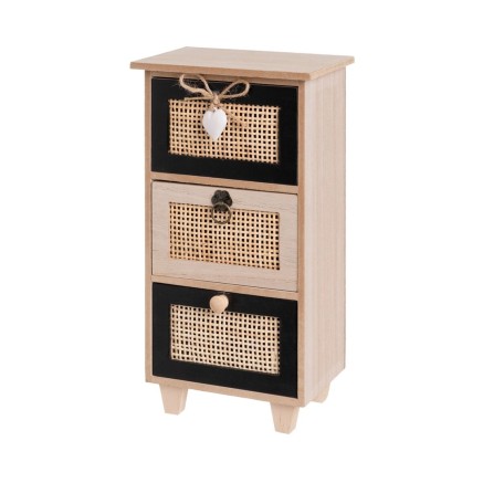 Doos-Juwelenkistje HEARTS Wit Zwart Natuurlijk Riet Plastic Hout MDF 1