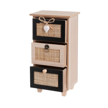 Doos-Juwelenkistje HEARTS Wit Zwart Natuurlijk Riet Plastic Hout MDF 1