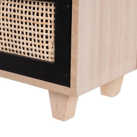 Jewelry box HEARTS White Black Natural Cane Plastic MDF Wood 17 x 11 x