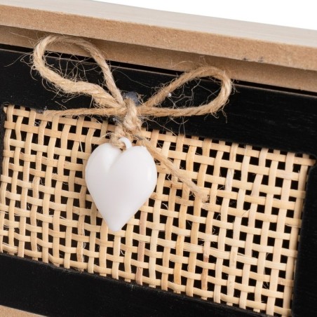 Doos-Juwelenkistje HEARTS Wit Zwart Natuurlijk Riet Plastic Hout MDF 1