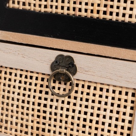 Doos-Juwelenkistje HEARTS Wit Zwart Natuurlijk Riet Plastic Hout MDF 1