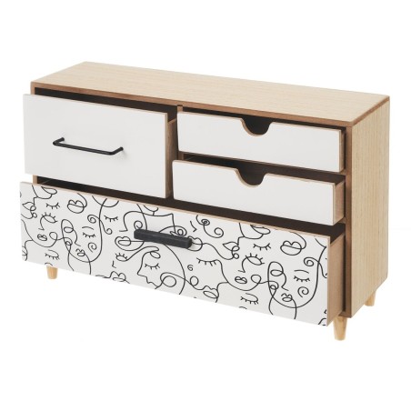 Box-Schmuckkästchen ONE LINE Weiß Schwarz natürlich Holz MDF 36 x 1