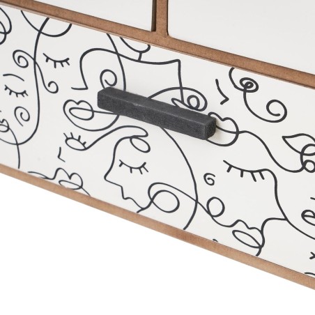 Doos-Juwelenkistje ONE LINE Wit Zwart Natuurlijk Hout MDF 36 x 11 x 23