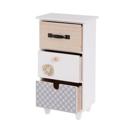 Jewelry box LEAVES White Grey Natural MDF Wood 17 x 11 x 31 cm