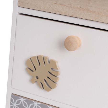 Doos-Juwelenkistje LEAVES Wit Grijs Natuurlijk Hout MDF 17 x 11 x 31 c