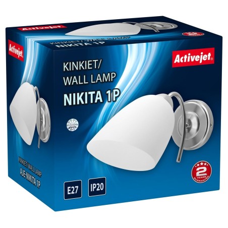 Wall Light Activejet NIKITA 1P Nikiel White nickel Metal Glass 60 W 22