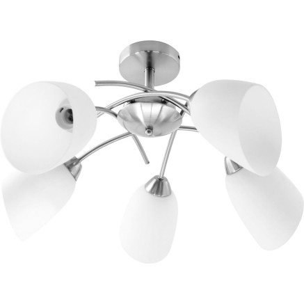 Deckenlampe Activejet NIKITA 5P Nikiel Weiß Nickel Metall Glas 200 W