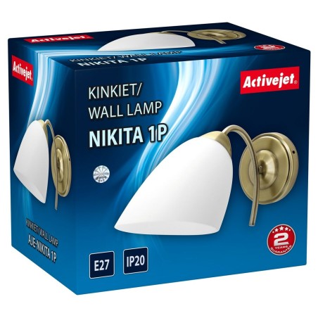 Wandlamp Activejet NIKITA 1P Patyna Wit Metaal Glas 60 W 220-240 V 26