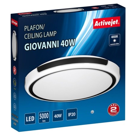 Plafondlamp Activejet AJE-GIOVANNI 40W Wit Zwart 80 (4000 K)