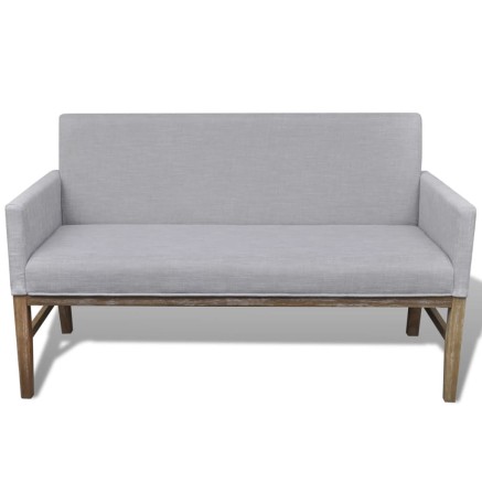 Banc avec coussin rembourré tissu hévéa gris clair 2