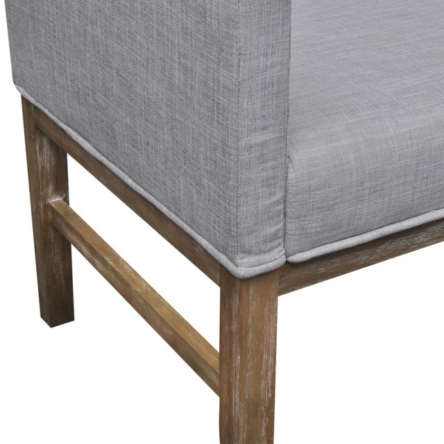 Banc avec coussin rembourré tissu hévéa gris clair