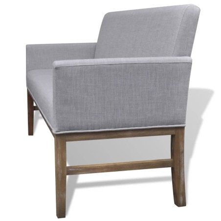 Banc avec coussin rembourré tissu hévéa gris clair
