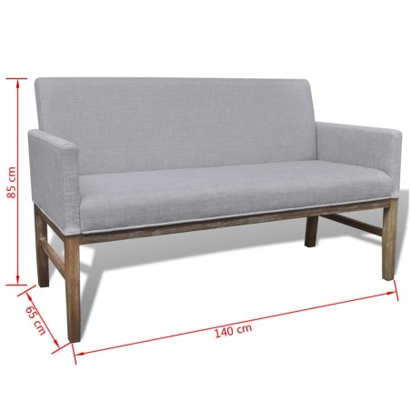 Banc avec coussin rembourré tissu hévéa gris clair