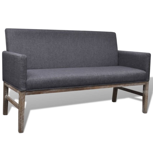 Banc avec coussin rembourré tissu hévéa gris foncé