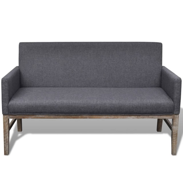 Banc avec coussin rembourré tissu hévéa gris foncé