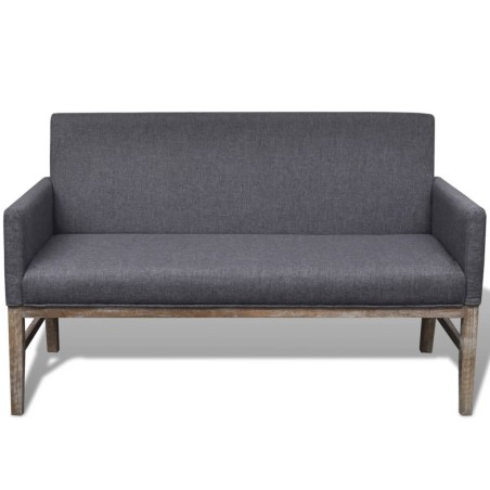 Banc avec coussin rembourré tissu hévéa gris foncé