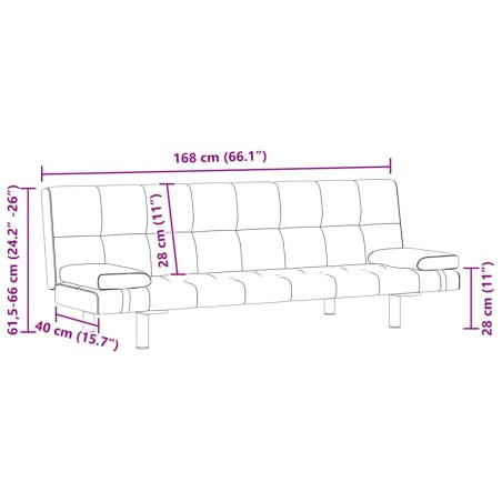 Canapé-lit réglable avec deux oreillers Similicuir Blanc crème
