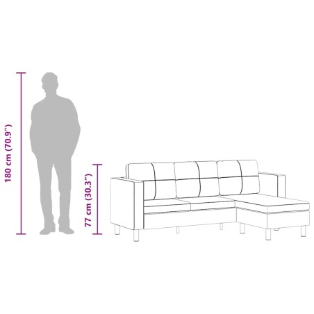 Canapé sectionnel à 3 places cuir synthétique blanc