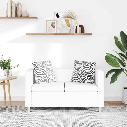 Canapé à 2 places cuir artificiel blanc 2