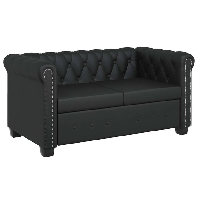 Canapé Chesterfield à 2 places cuir synthétique noir