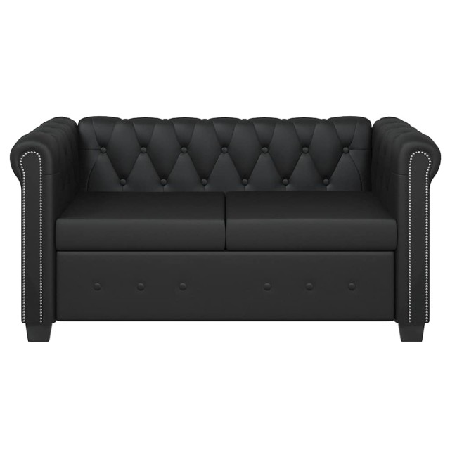 Canapé Chesterfield à 2 places cuir synthétique noir
