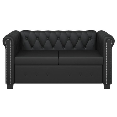 Canapé Chesterfield à 2 places cuir synthétique noir